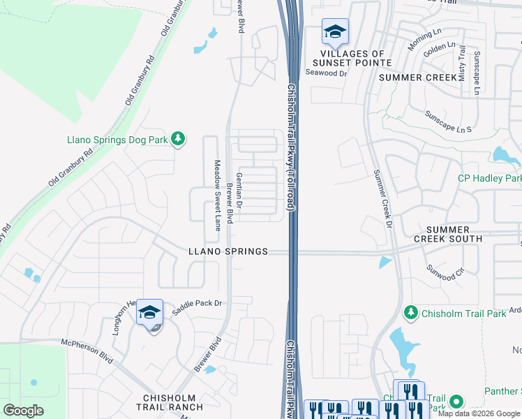 map of restaurants, bars, coffee shops, grocery stores, and more near 5828 Dew Plant Way in Fort Worth