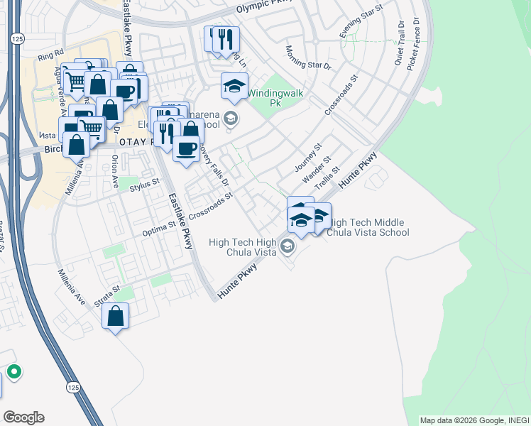 map of restaurants, bars, coffee shops, grocery stores, and more near in Chula Vista