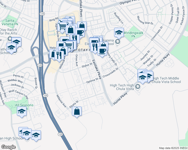 map of restaurants, bars, coffee shops, grocery stores, and more near 2048 Foxtrot Loop in Chula Vista