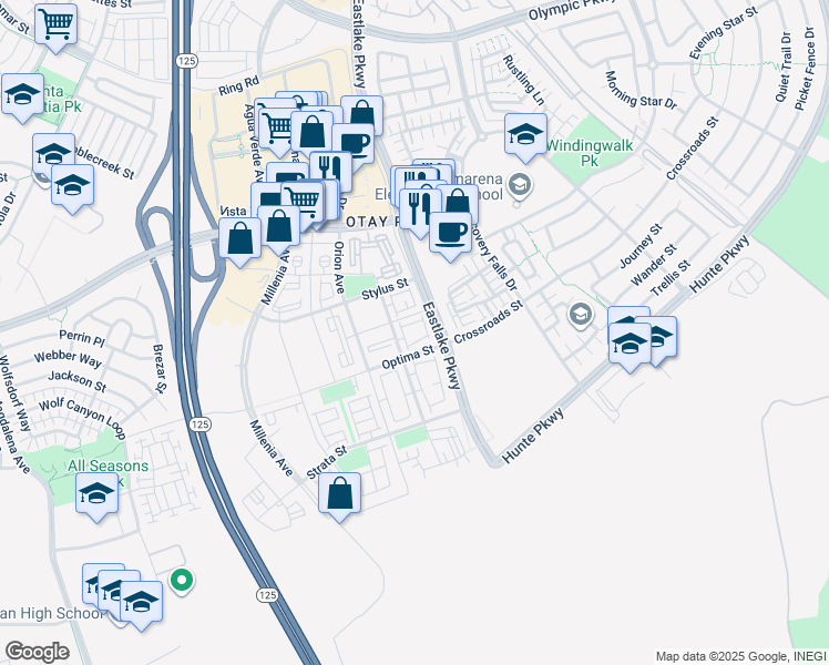 map of restaurants, bars, coffee shops, grocery stores, and more near 2048 Foxtrot Loop in Chula Vista