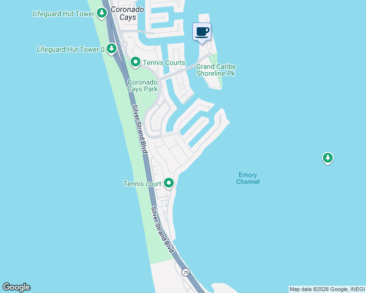 map of restaurants, bars, coffee shops, grocery stores, and more near 33 Saint Christophers Lane in Coronado