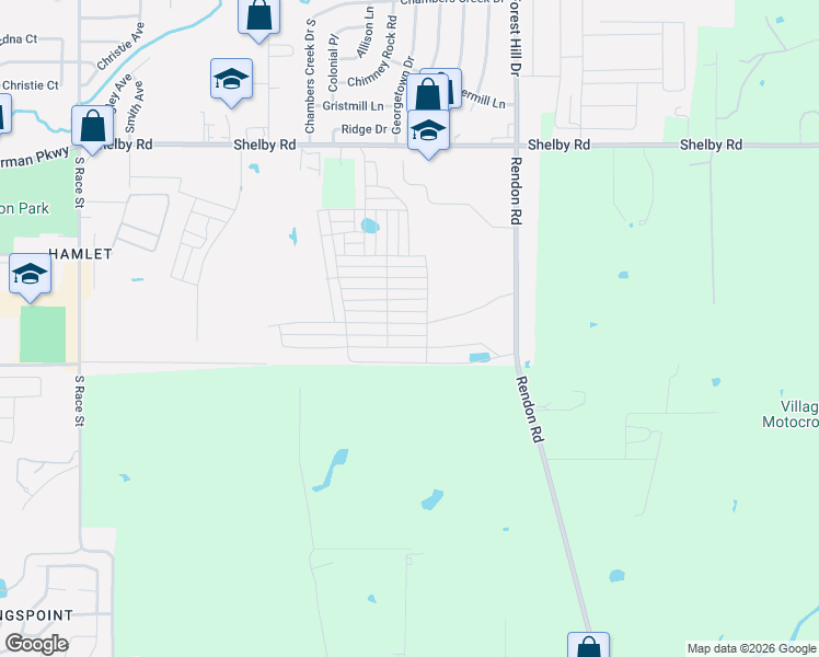 map of restaurants, bars, coffee shops, grocery stores, and more near 3726-3782 Rendon Road in Fort Worth