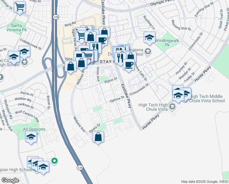 map of restaurants, bars, coffee shops, grocery stores, and more near 2006 Foxtrot Loop in Chula Vista