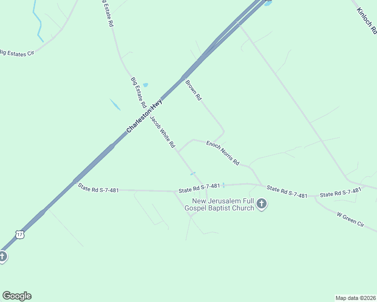 map of restaurants, bars, coffee shops, grocery stores, and more near 2 Enoch Norris Road in Yemassee
