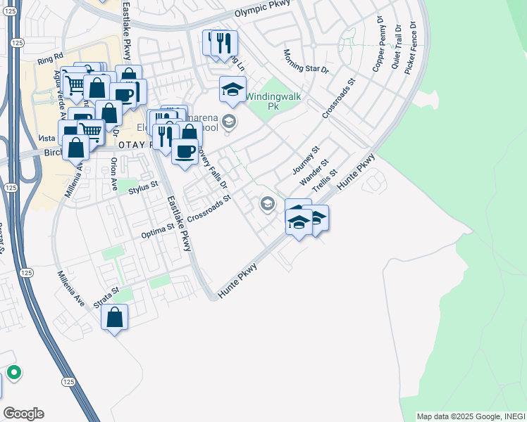 map of restaurants, bars, coffee shops, grocery stores, and more near 2233 Capistrano Way in Chula Vista