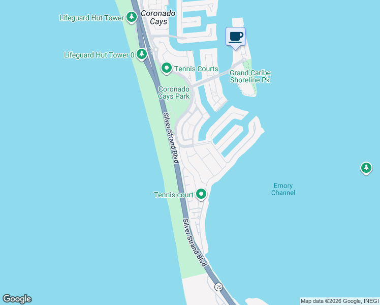 map of restaurants, bars, coffee shops, grocery stores, and more near in Coronado