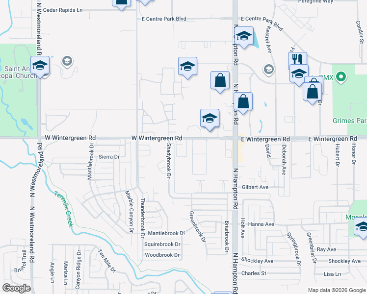 map of restaurants, bars, coffee shops, grocery stores, and more near 212 West Wintergreen Road in DeSoto
