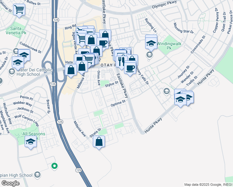 map of restaurants, bars, coffee shops, grocery stores, and more near in Chula Vista
