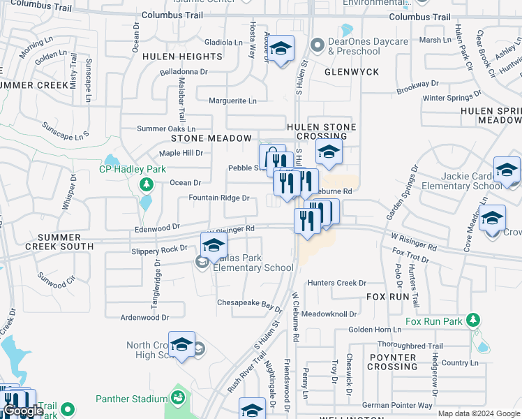 map of restaurants, bars, coffee shops, grocery stores, and more near 8517 Terra Cota Lane in Fort Worth