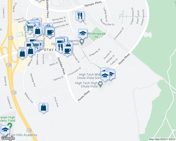 map of restaurants, bars, coffee shops, grocery stores, and more near in Chula Vista
