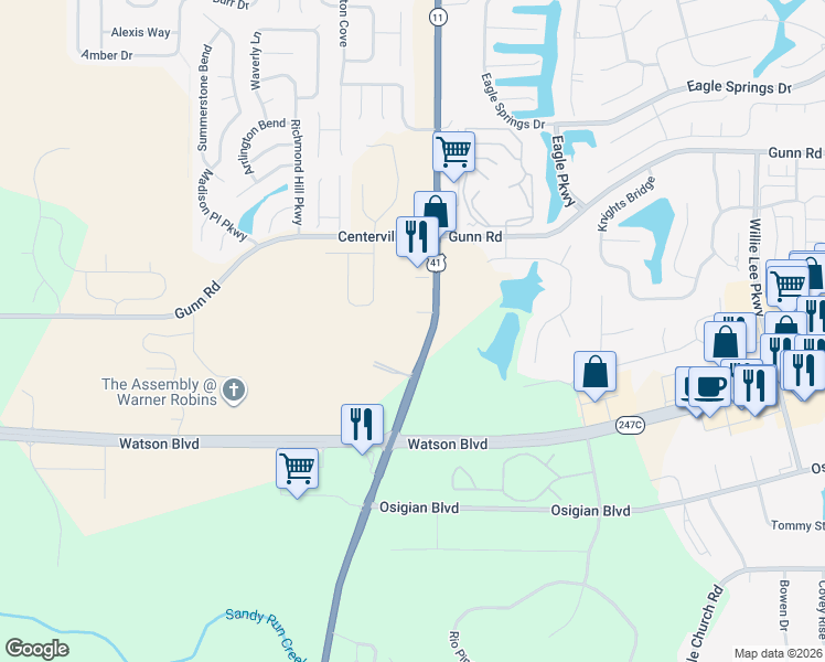 map of restaurants, bars, coffee shops, grocery stores, and more near 3421 U.S. 41 in Byron
