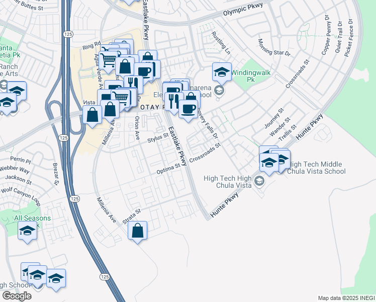 map of restaurants, bars, coffee shops, grocery stores, and more near 1770 Lemon Grass Way in Chula Vista