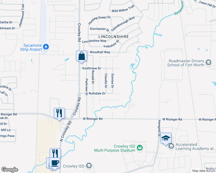 map of restaurants, bars, coffee shops, grocery stores, and more near 1650 Ruthdale Drive in Fort Worth