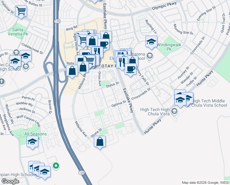 map of restaurants, bars, coffee shops, grocery stores, and more near in Chula Vista