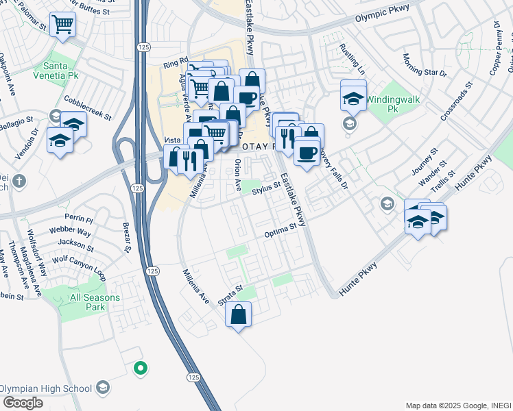 map of restaurants, bars, coffee shops, grocery stores, and more near in Chula Vista