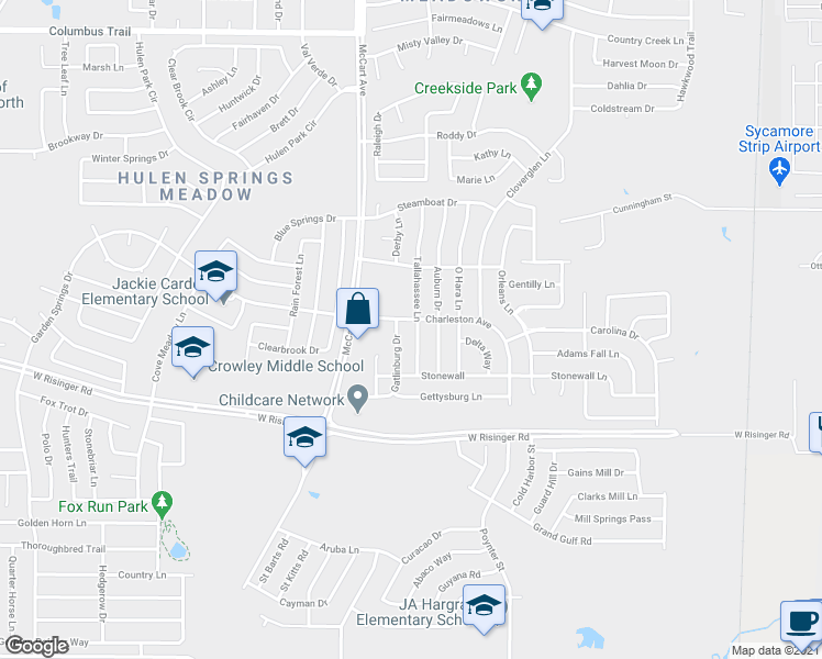map of restaurants, bars, coffee shops, grocery stores, and more near 8520 Tallahassee Lane in Fort Worth