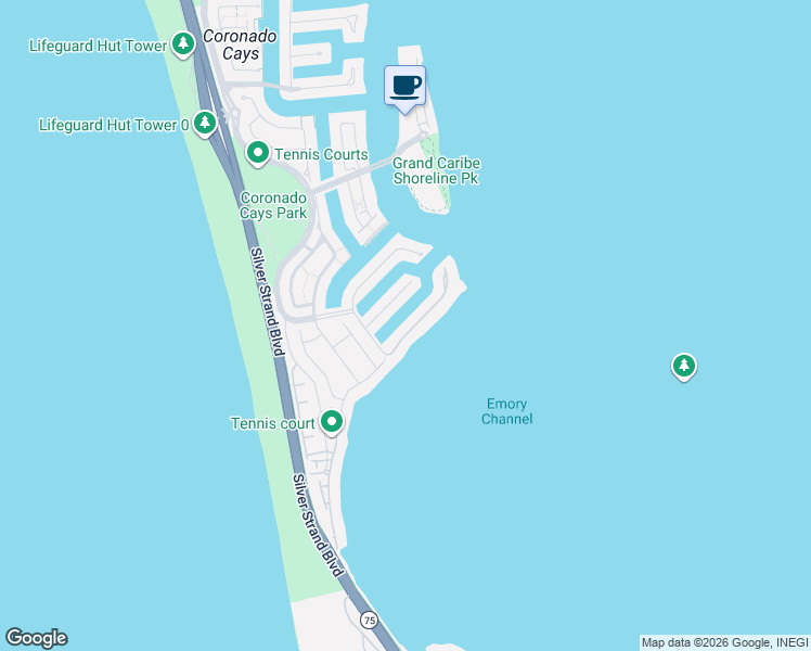 map of restaurants, bars, coffee shops, grocery stores, and more near 46 Spinnaker Way in Coronado