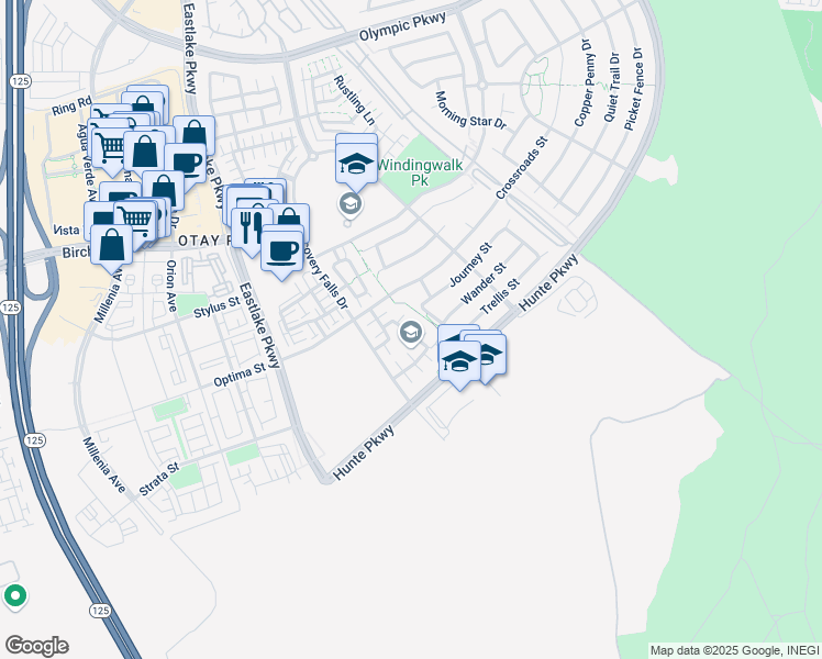 map of restaurants, bars, coffee shops, grocery stores, and more near 2231 Kensington Way in Chula Vista