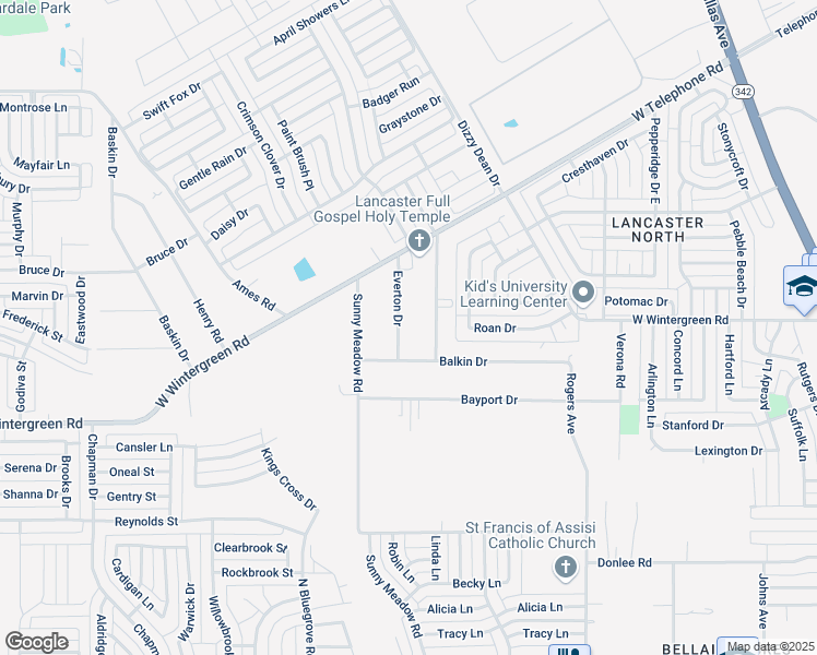 map of restaurants, bars, coffee shops, grocery stores, and more near 2546 Everton Drive in Lancaster