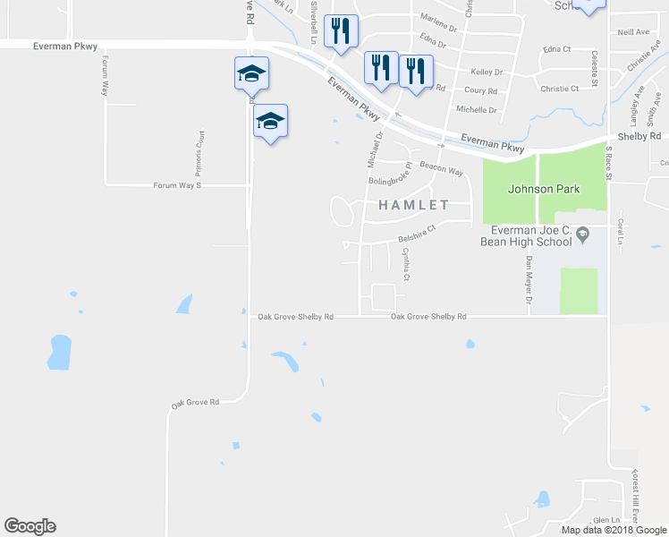 map of restaurants, bars, coffee shops, grocery stores, and more near 1751 Farleigh Court in Fort Worth