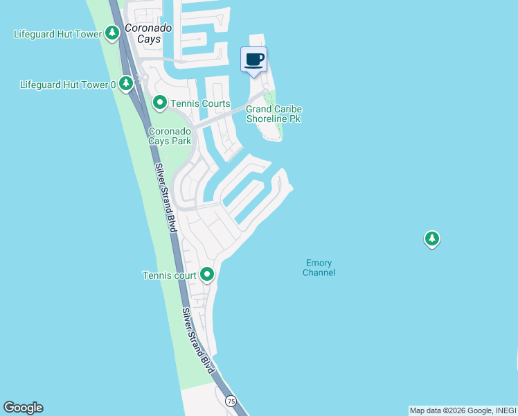 map of restaurants, bars, coffee shops, grocery stores, and more near 13 Buccaneer Way in Coronado