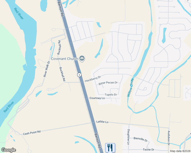 map of restaurants, bars, coffee shops, grocery stores, and more near 506 Chinquipin Drive in Bossier City