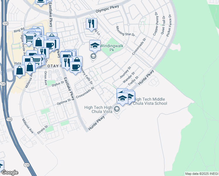 map of restaurants, bars, coffee shops, grocery stores, and more near 2233 Capistrano Way in Chula Vista