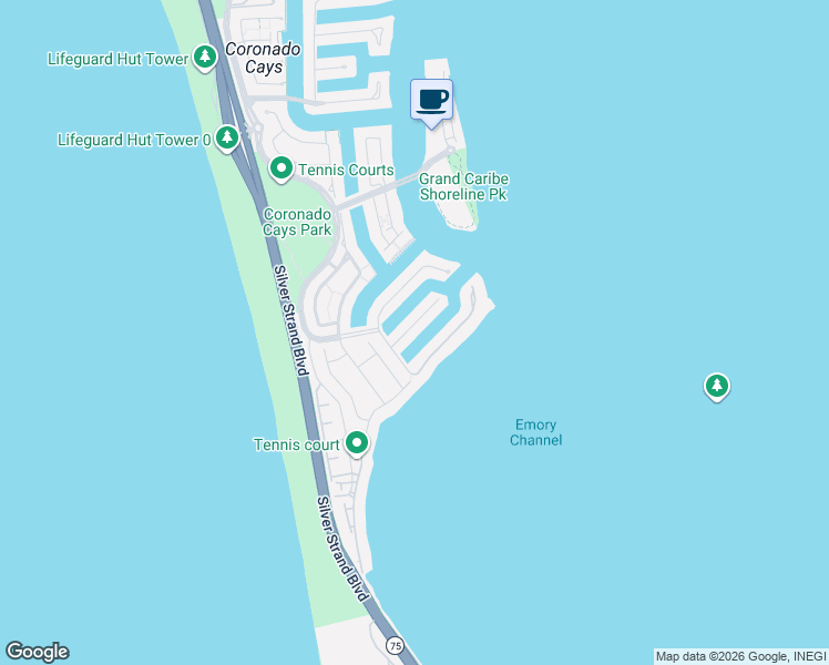 map of restaurants, bars, coffee shops, grocery stores, and more near 23 Buccaneer Way in Coronado