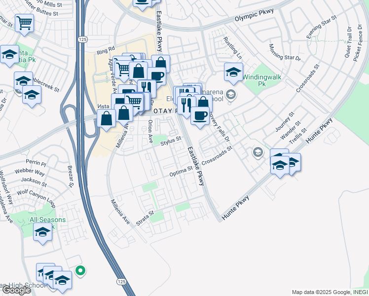 map of restaurants, bars, coffee shops, grocery stores, and more near 2028 Quartet Loop in Chula Vista