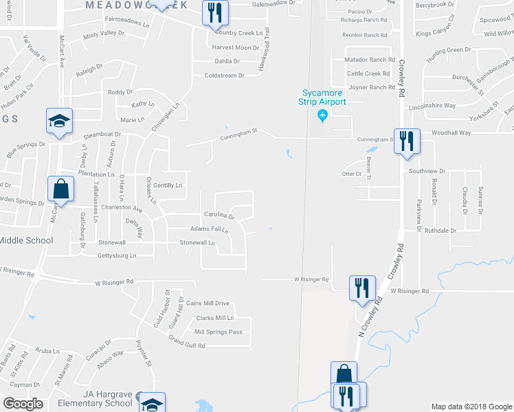 map of restaurants, bars, coffee shops, grocery stores, and more near 8413 Asheville Lane in Fort Worth