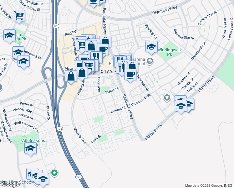 map of restaurants, bars, coffee shops, grocery stores, and more near 2028 Quartet Loop in Chula Vista