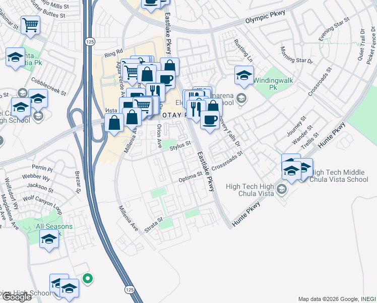 map of restaurants, bars, coffee shops, grocery stores, and more near 2004 Quartet Loop in Chula Vista
