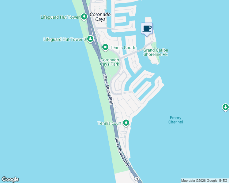 map of restaurants, bars, coffee shops, grocery stores, and more near 98 Trinidad Bend in Coronado