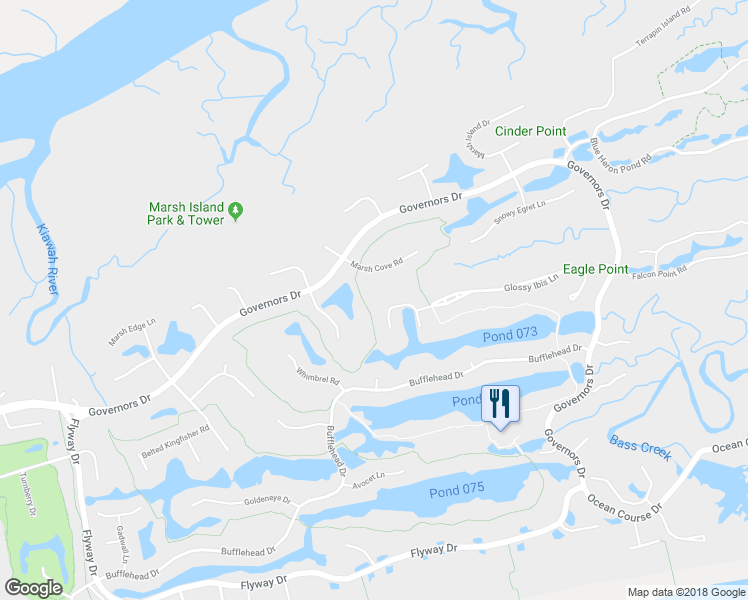 map of restaurants, bars, coffee shops, grocery stores, and more near 726 Virginia Rail Road in Johns Island