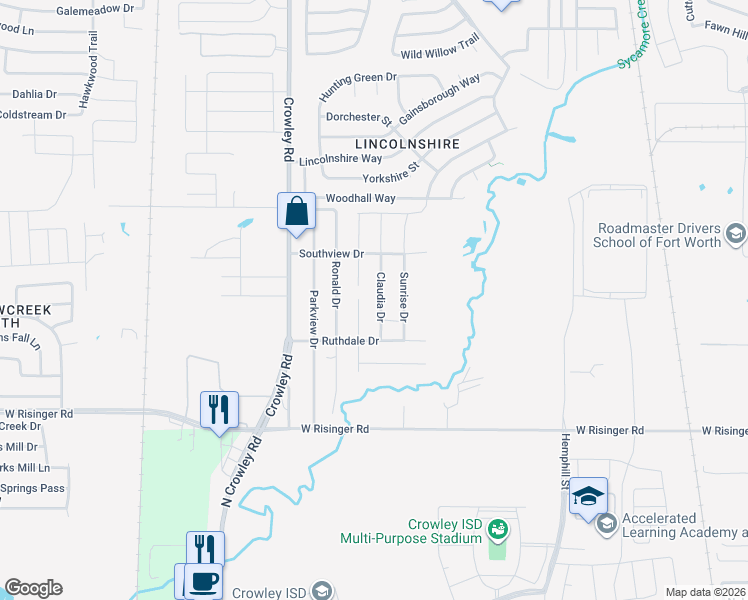 map of restaurants, bars, coffee shops, grocery stores, and more near 9333 Prairieview Drive in Fort Worth