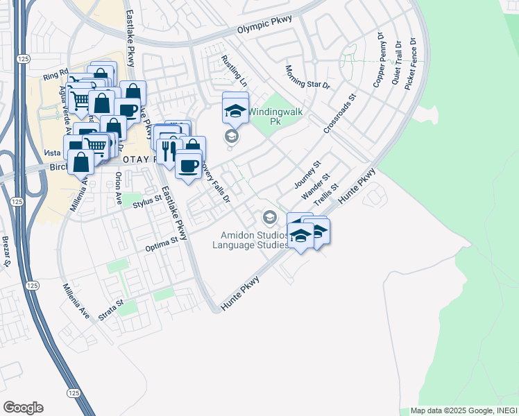 map of restaurants, bars, coffee shops, grocery stores, and more near 2231 Kensington Way in Chula Vista
