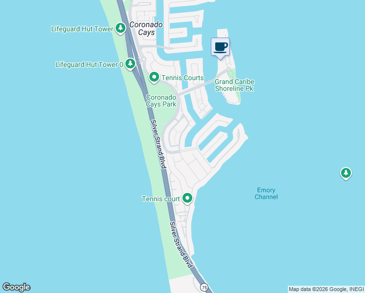 map of restaurants, bars, coffee shops, grocery stores, and more near 95 Port of Spain Road in Coronado