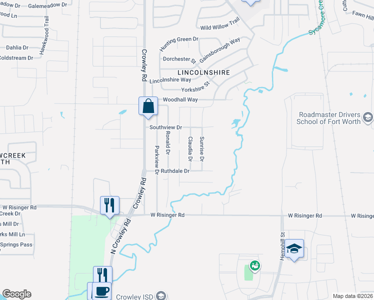 map of restaurants, bars, coffee shops, grocery stores, and more near 9333 Prairieview Drive in Fort Worth