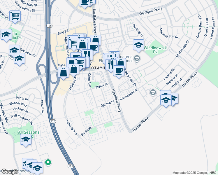 map of restaurants, bars, coffee shops, grocery stores, and more near 2028 Quartet Loop in Chula Vista