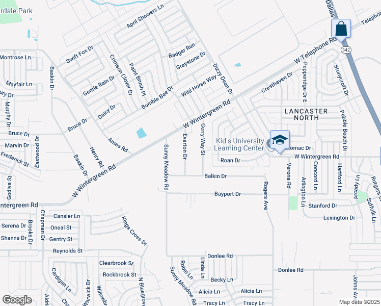 map of restaurants, bars, coffee shops, grocery stores, and more near 2546 Everton Drive in Lancaster