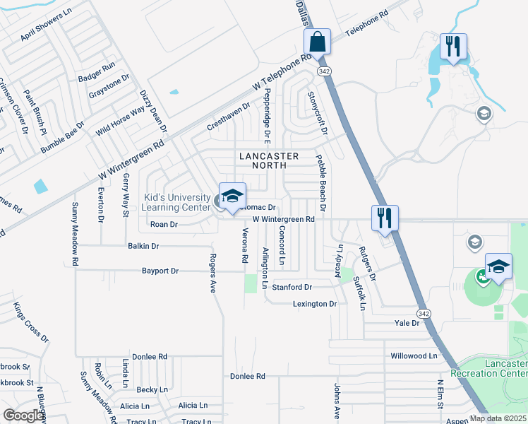 map of restaurants, bars, coffee shops, grocery stores, and more near 852 Potomac Drive in Lancaster