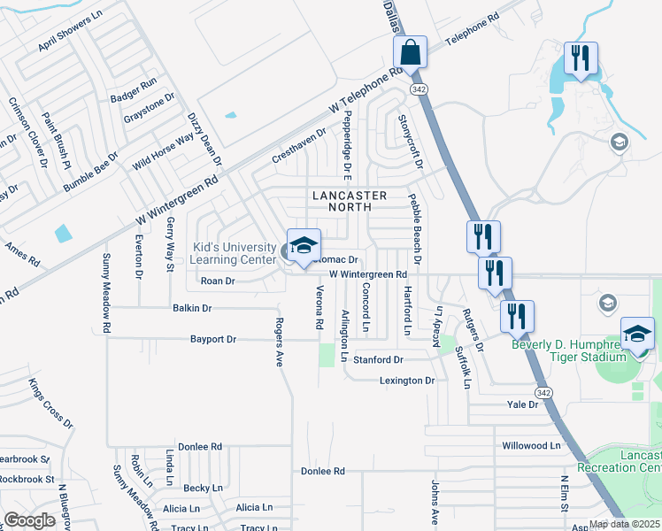 map of restaurants, bars, coffee shops, grocery stores, and more near 910 Potomac Drive in Lancaster
