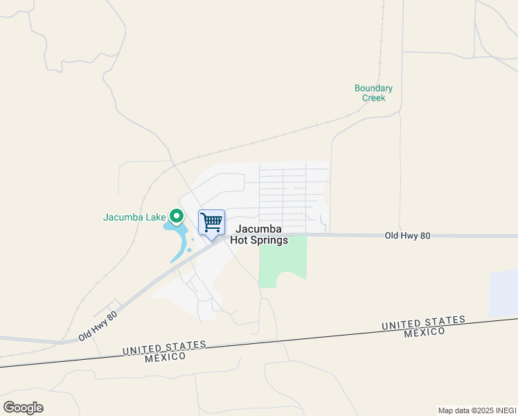 map of restaurants, bars, coffee shops, grocery stores, and more near Calexico Avenue in Jacumba Hot Springs