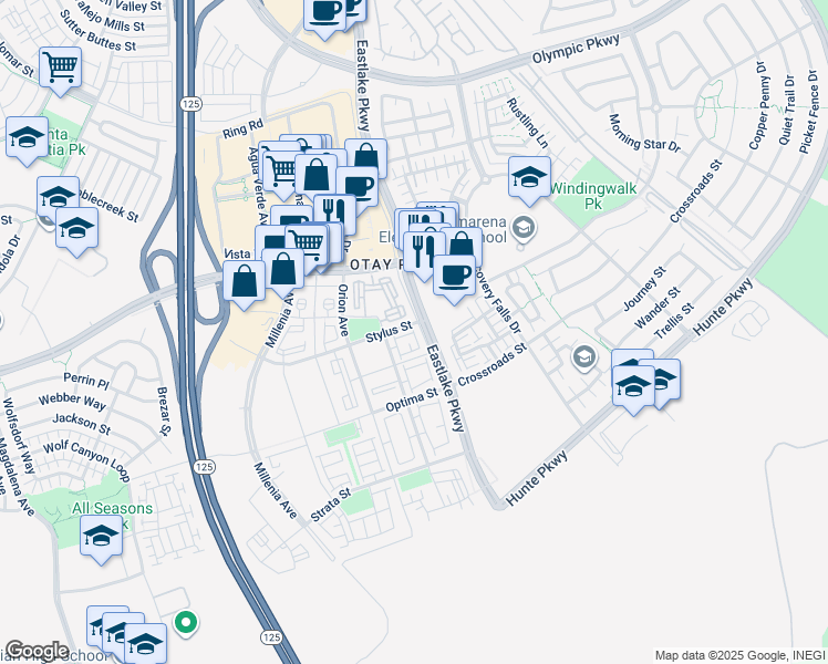 map of restaurants, bars, coffee shops, grocery stores, and more near 2028 Quartet Loop in Chula Vista