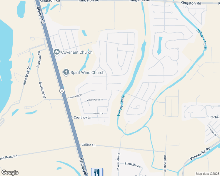 map of restaurants, bars, coffee shops, grocery stores, and more near 788 Hackberry Drive in Bossier City