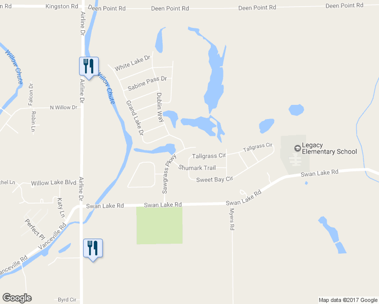 map of restaurants, bars, coffee shops, grocery stores, and more near 2309 Tallgrass Circle in Bossier City