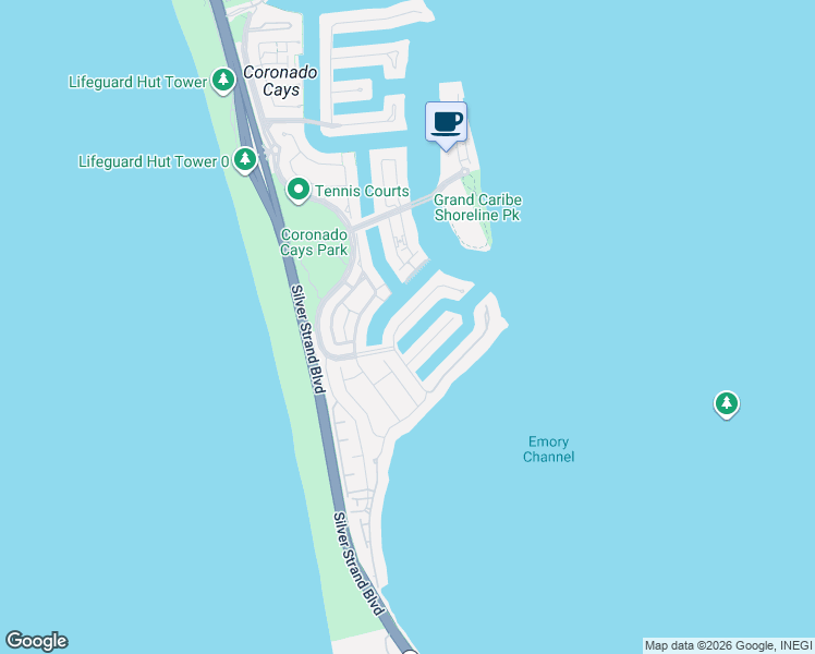 map of restaurants, bars, coffee shops, grocery stores, and more near 50 Blue Anchor Cay Road in Coronado