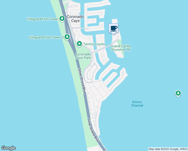 map of restaurants, bars, coffee shops, grocery stores, and more near 95 Port of Spain Road in Coronado