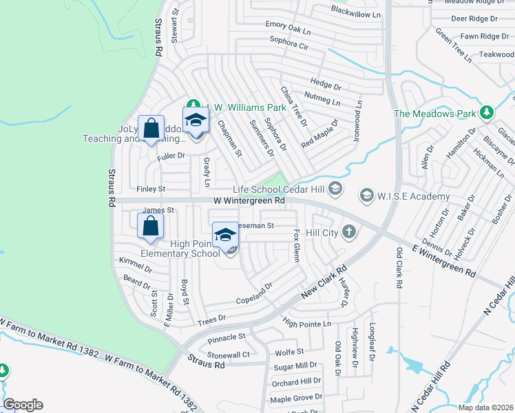 map of restaurants, bars, coffee shops, grocery stores, and more near 240 Indian Trail in Cedar Hill