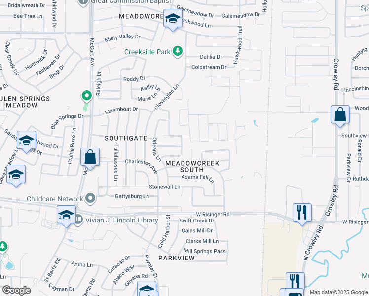 map of restaurants, bars, coffee shops, grocery stores, and more near 8421 Vicksburg Lane in Fort Worth